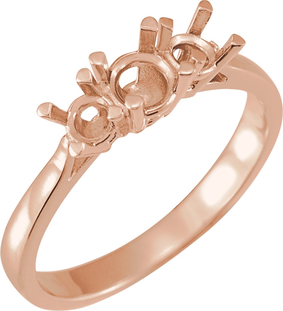 10K Rose 4.6 mm Round Three-Stone Anniversary Band Mounting