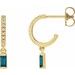 14K Yellow Natural London Blue Topaz & .08 CTW Natural Diamond French-Set Hoop Earrings