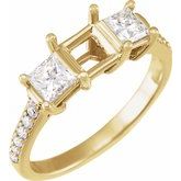 18K Yellow 5.5x5.5 mm Square 1 1/6 CTW Diamond Semi-Set Engagement Ring 