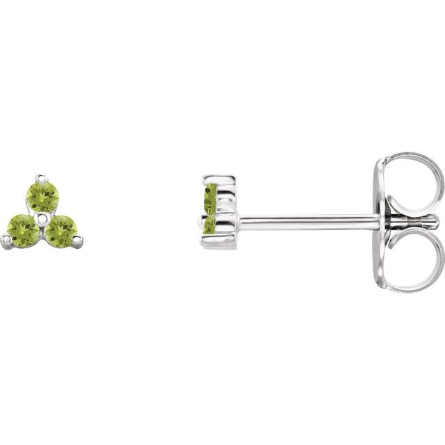 Sterling Silver Natural Peridot Three Stone Earrings