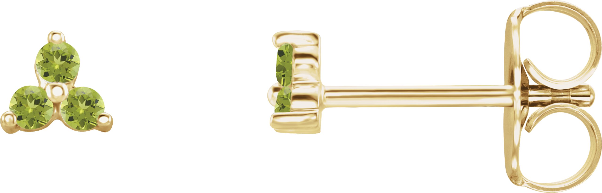 14K Yellow Natural Arizona Peridot Three Stone Earrings Ref 18414604