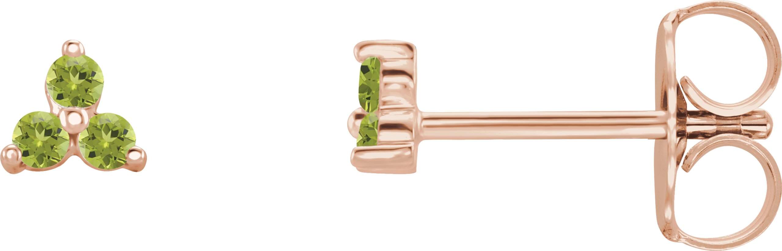 14K Rose Natural Arizona Peridot Three Stone Earrings Ref 18414605