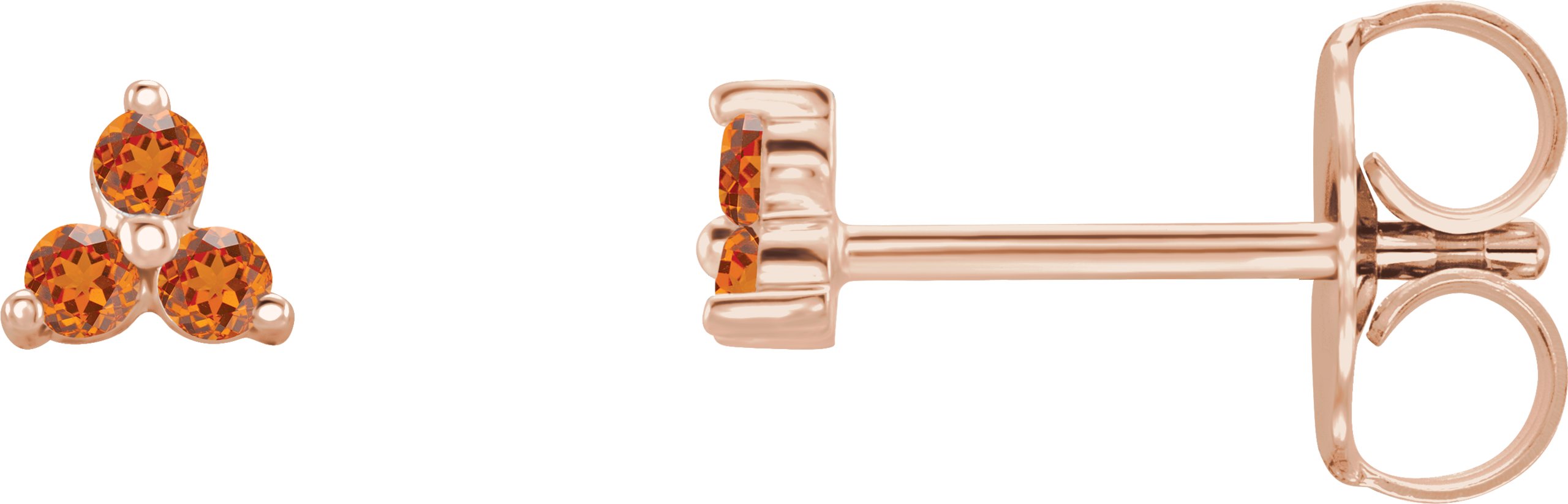 14K Rose Natural Orange Garnet Three Stone Earrings Ref 18414620