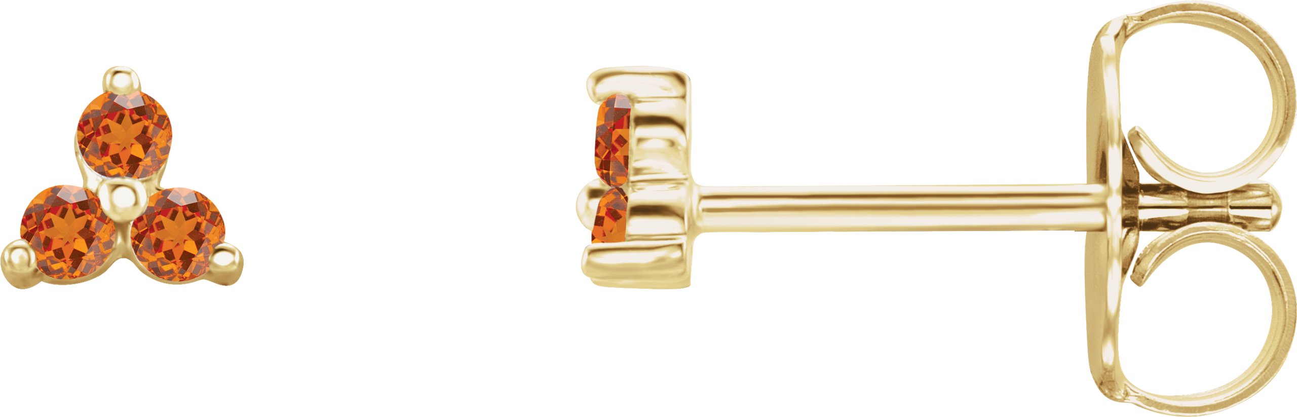 14K Yellow Natural Orange Garnet Three Stone Earrings Ref 18414619