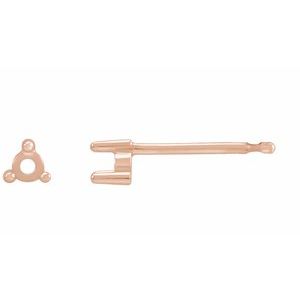 14K Rose 3.5 mm Round 3-Prong Earring Mounting
