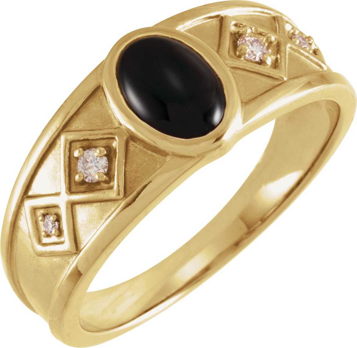 14K Yellow Onyx & .05 CTW Diamond Ring
