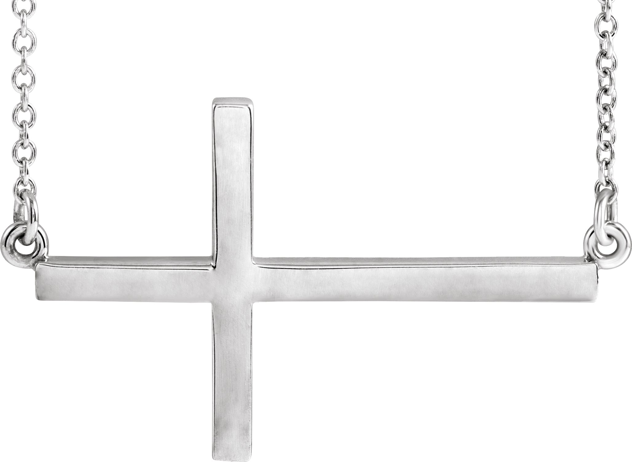 14K White 28x16.2 mm Sideways Cross 16 18 inch Necklace Ref 3590847