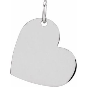14K White 16x14 mm Heart Pendant