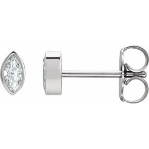 14K White 1/10 CTW Natural Diamond Solitaire Bezel-Set Earrings