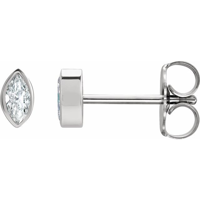 14K White .06 CTW Natural Diamond Solitaire Bezel-Set Earrings