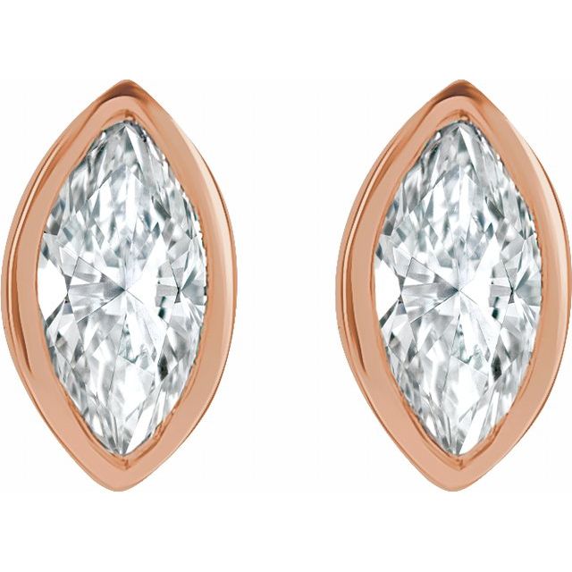 14K Rose 1/10 CTW Natural Diamond Solitaire Bezel-Set Earrings