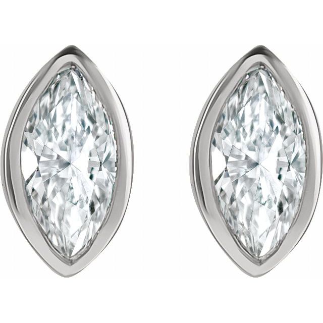14K White .04 CTW Natural Diamond Solitaire Bezel-Set Earrings