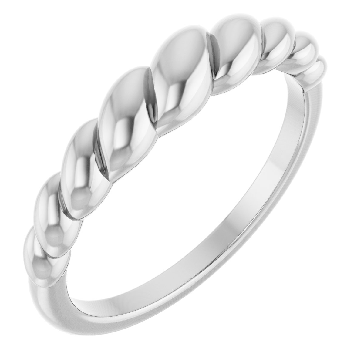 14K White Rope Dome Ring