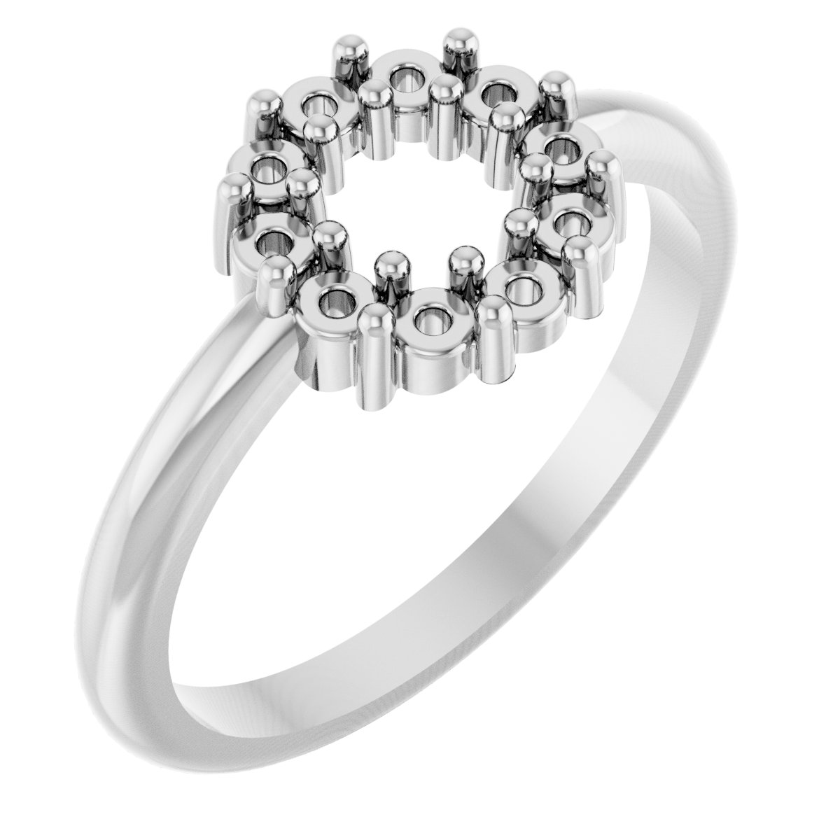 10K X1 White 2 mm Round Cabochon Halo-Style Ring Mounting