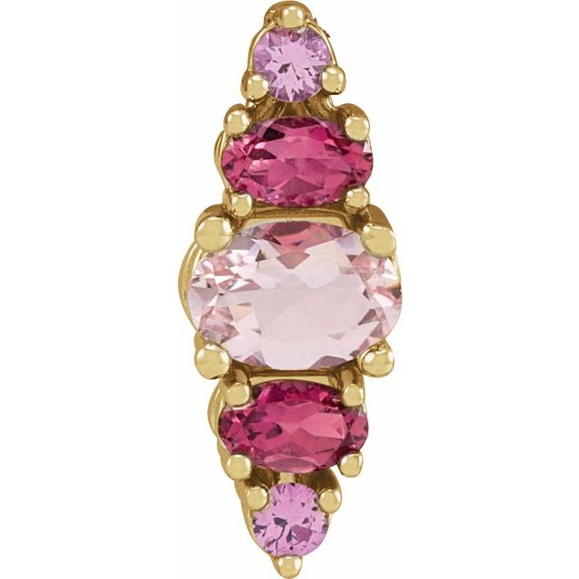 14K Yellow Natural Pink Multi-Gemstone Bar Pendant