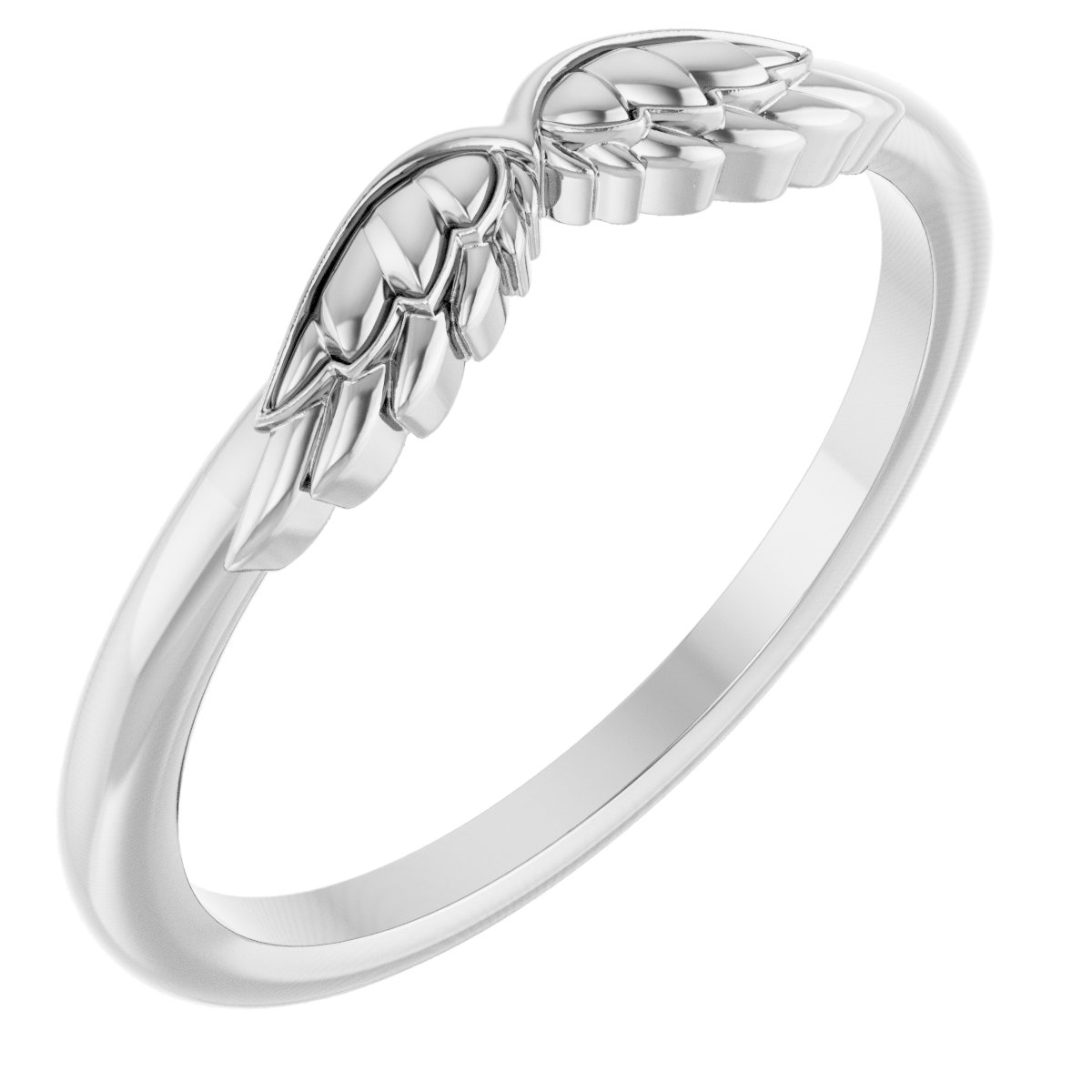 Platinum Stackable Angel Wings Ring