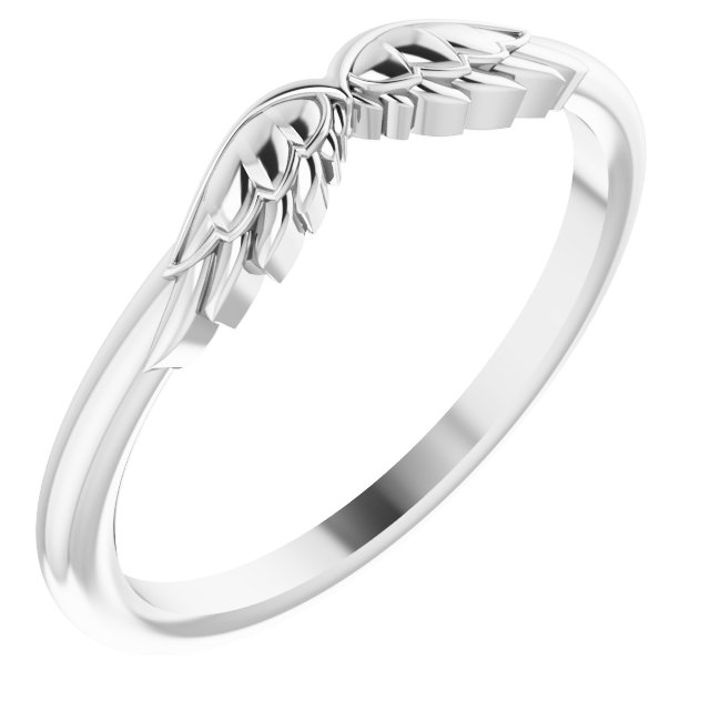 14K White Stackable Angel Wings Ring