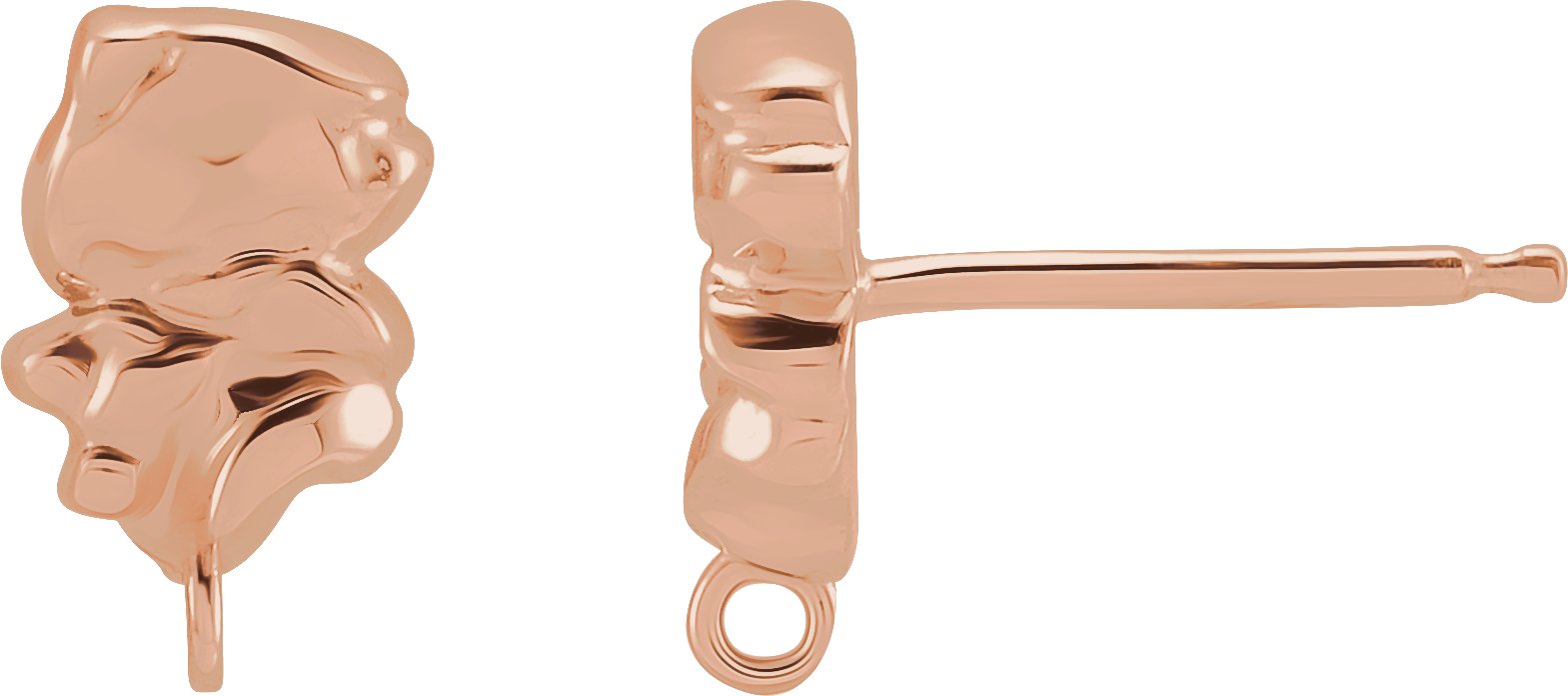 18K Rose Nugget Earring Top