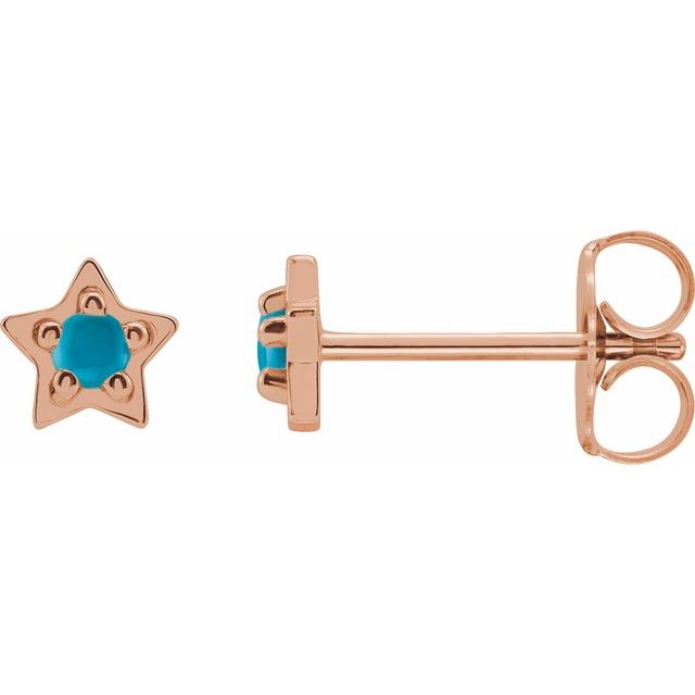 14K Rose Natural Turquoise Petite Star Earrings
