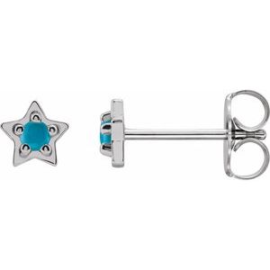 Sterling Silver Natural Turquoise Petite Star Earrings