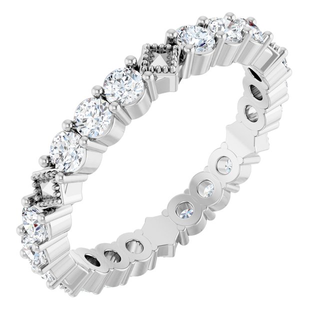 14K White 1 1/4 CTW Natural Diamond Stackable Eternity Band Size 7