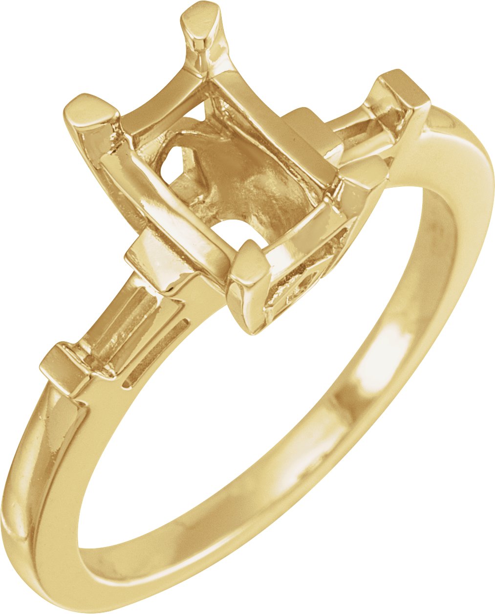 Baguette Accented Engagement Ring