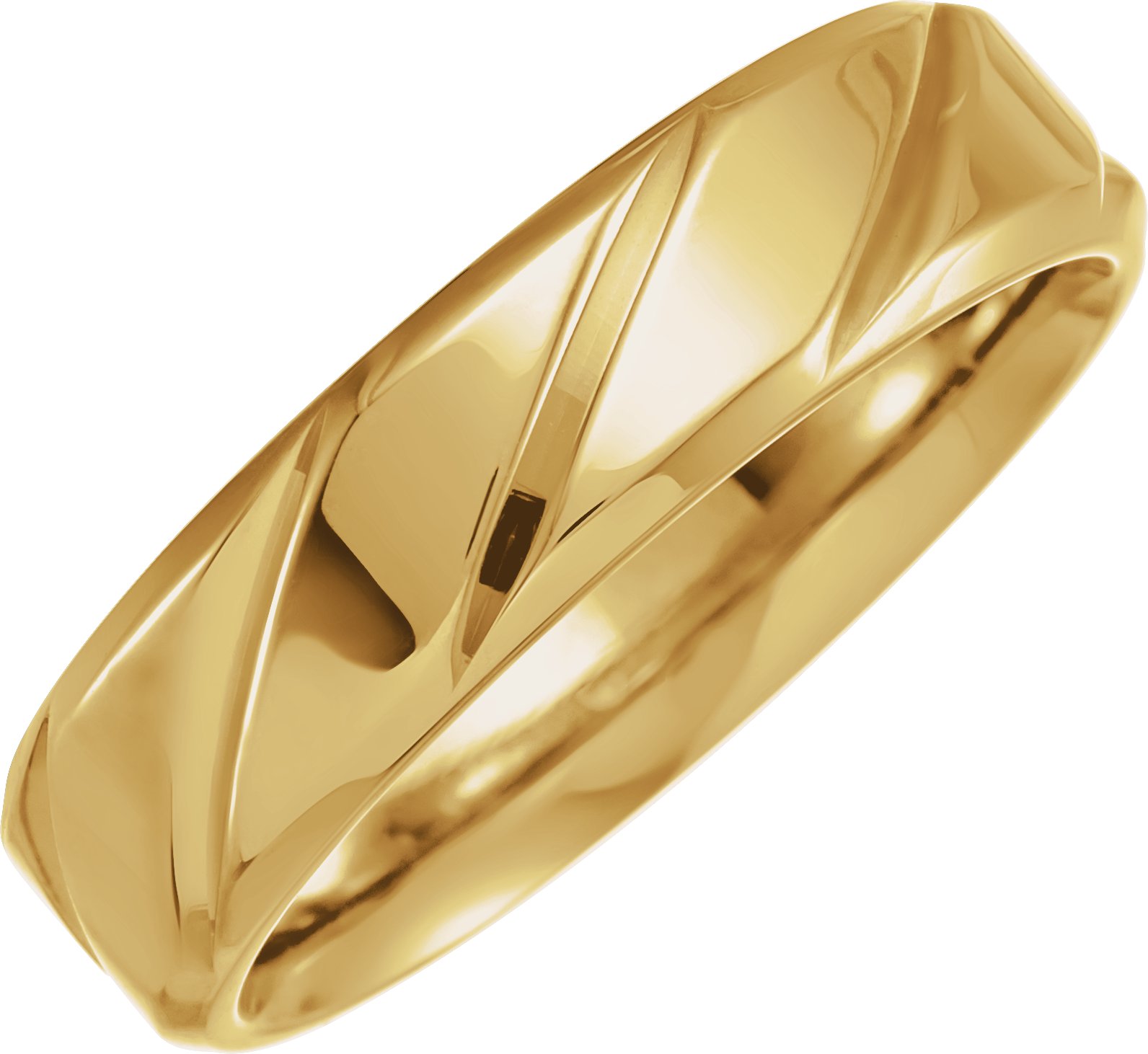 14K Yellow 6 mm Diagonal Design Band Size 10