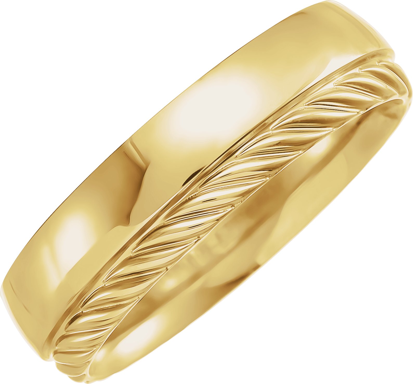 14K Yellow Single Sided Rope Edge Band