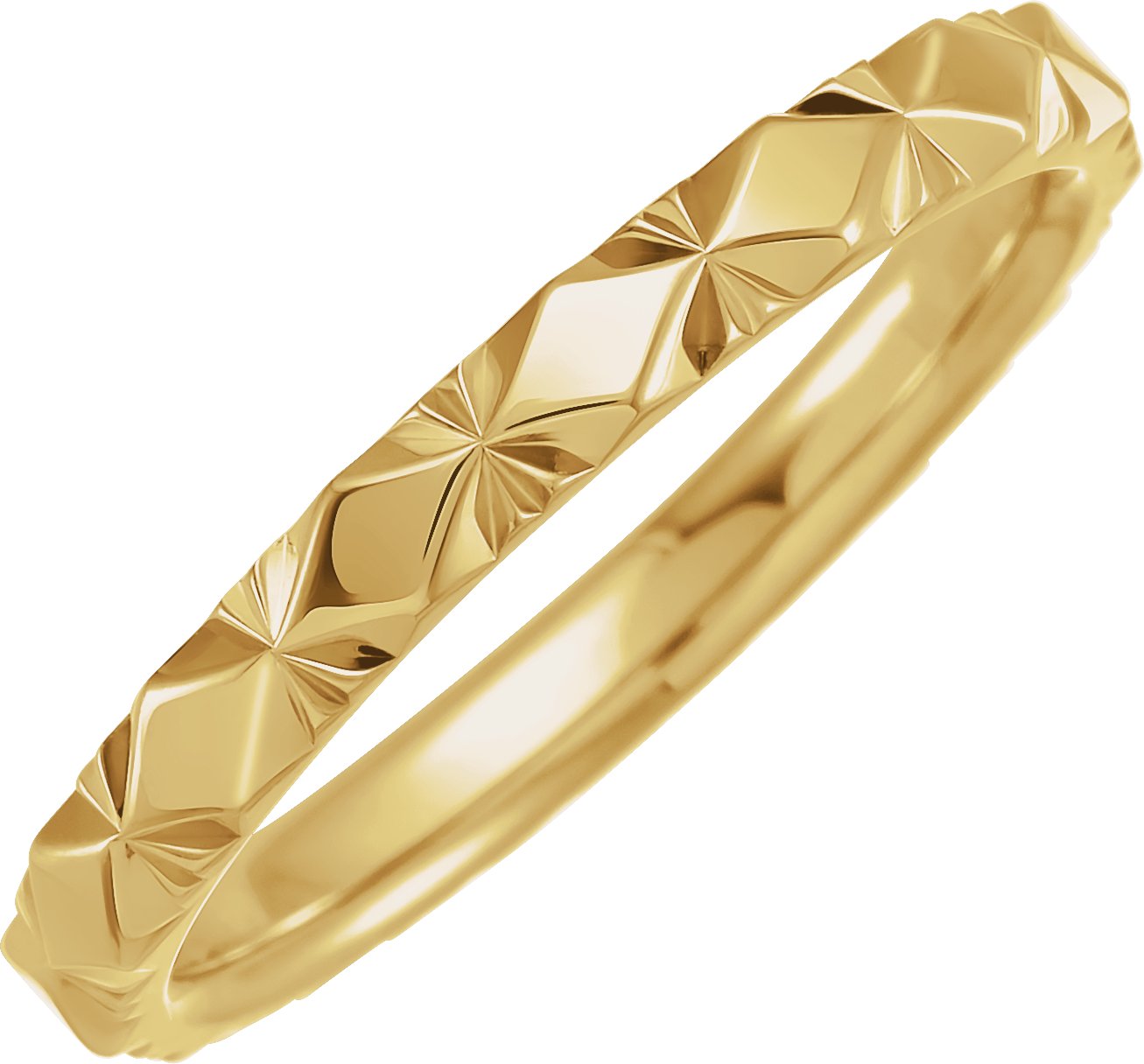 14K Yellow 2.5 mm Diamond Faceted Band Size 8