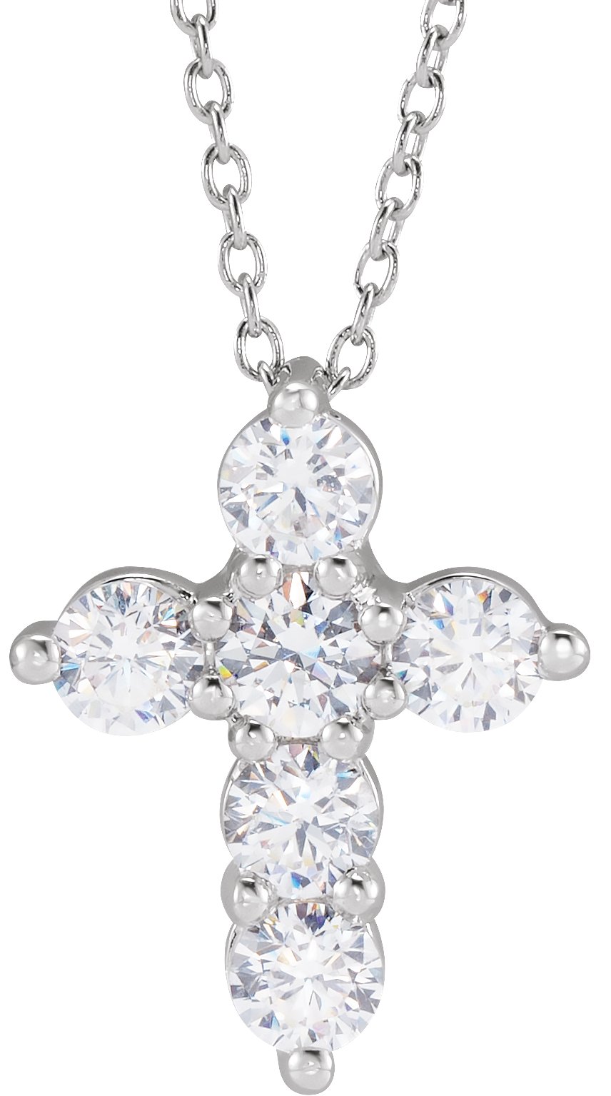 14K White 1 CTW Lab Grown Diamond Cross 18 inch Necklace Ref 18590805