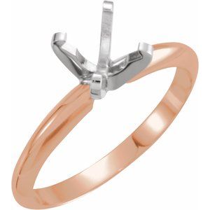 14K Rose & White 4.2-4.9 mm Round Solitaire Engagement Ring Mounting