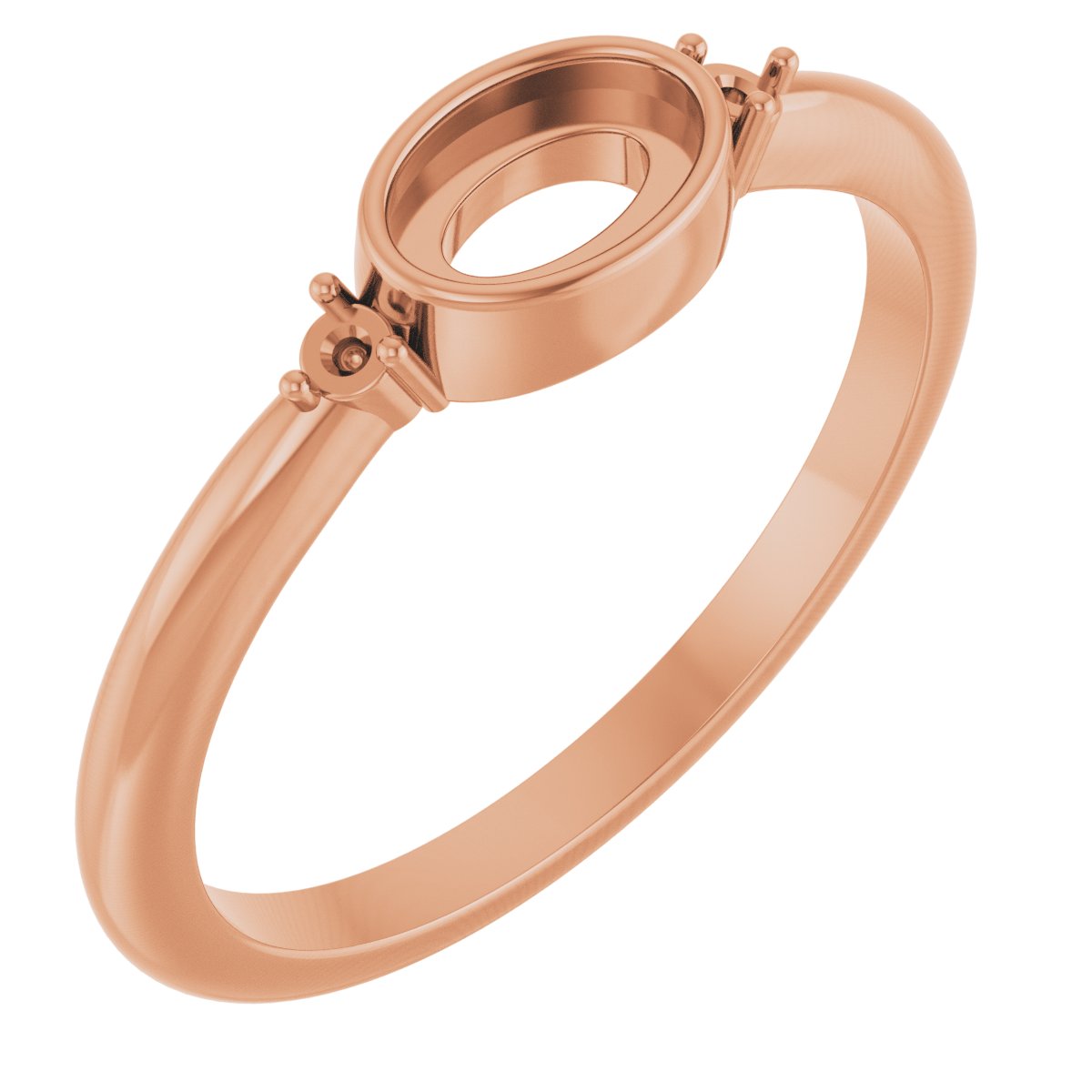 18K Rose 6x4 mm Oval Bezel-Set Cabochon Ring Mounting