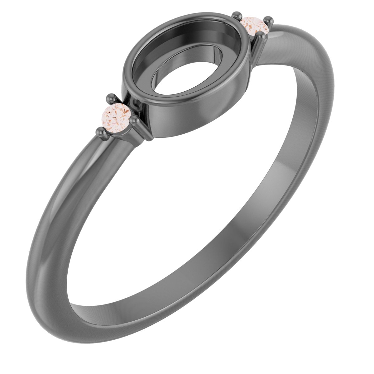 14K Rose 6x4 mm Oval .03 CTW Natural Diamond Semi-Set Cabochon Ring
