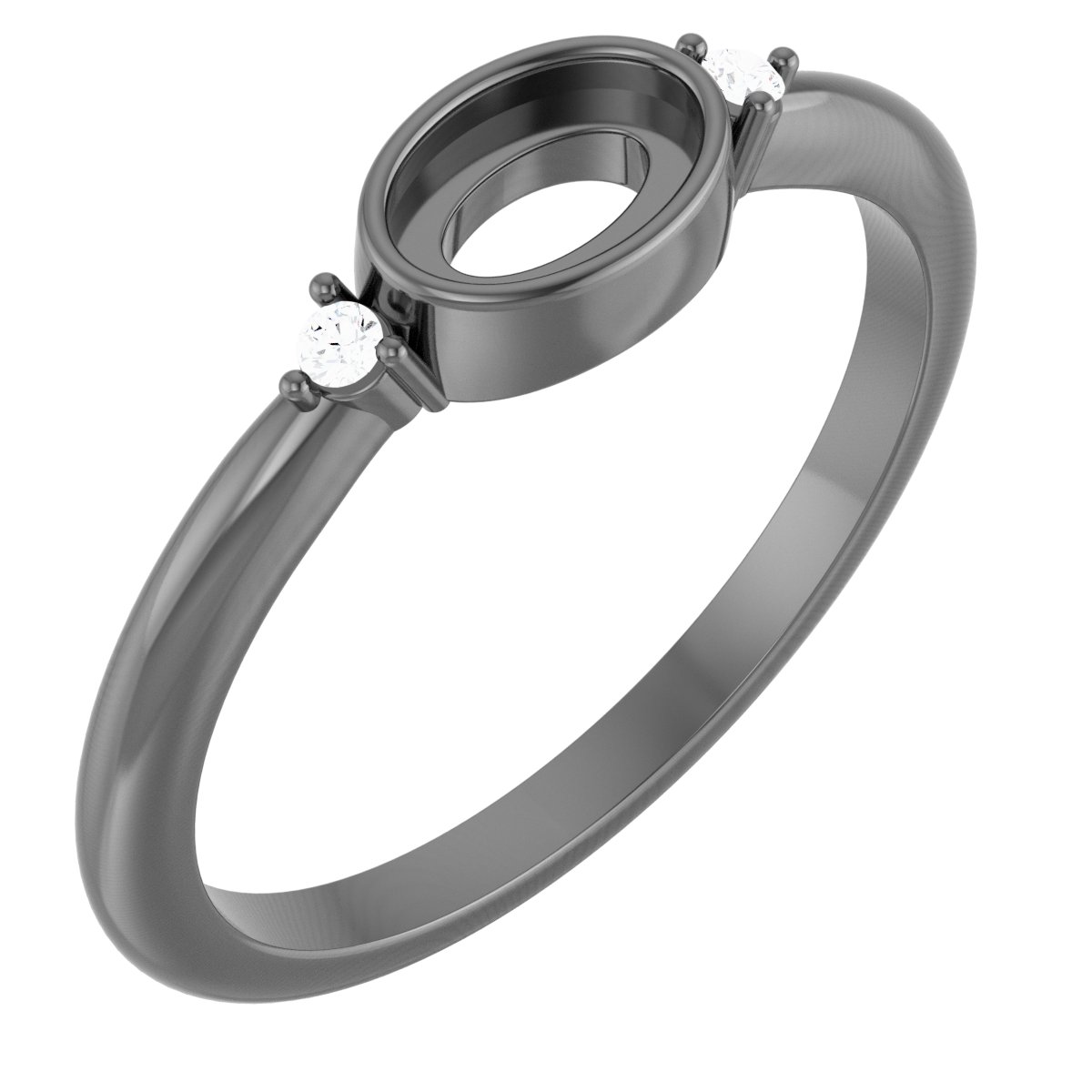 14K White 6x4 mm Oval .03 CTW Natural Diamond Semi-Set Cabochon Ring