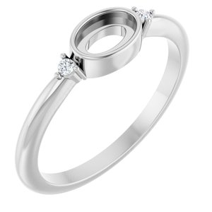 Platinum 6x4 mm Oval .03 CTW Natural Diamond Semi-Set Cabochon Ring