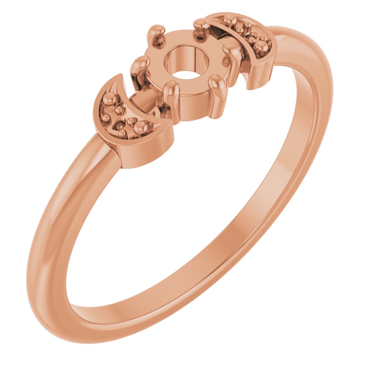 18K Rose 4 mm Round Stackable Rose-Cut Ring Mounting