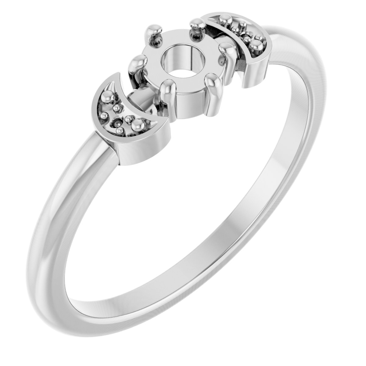 Sterling Silver 4 mm Round Stackable Rose-Cut Ring Mounting