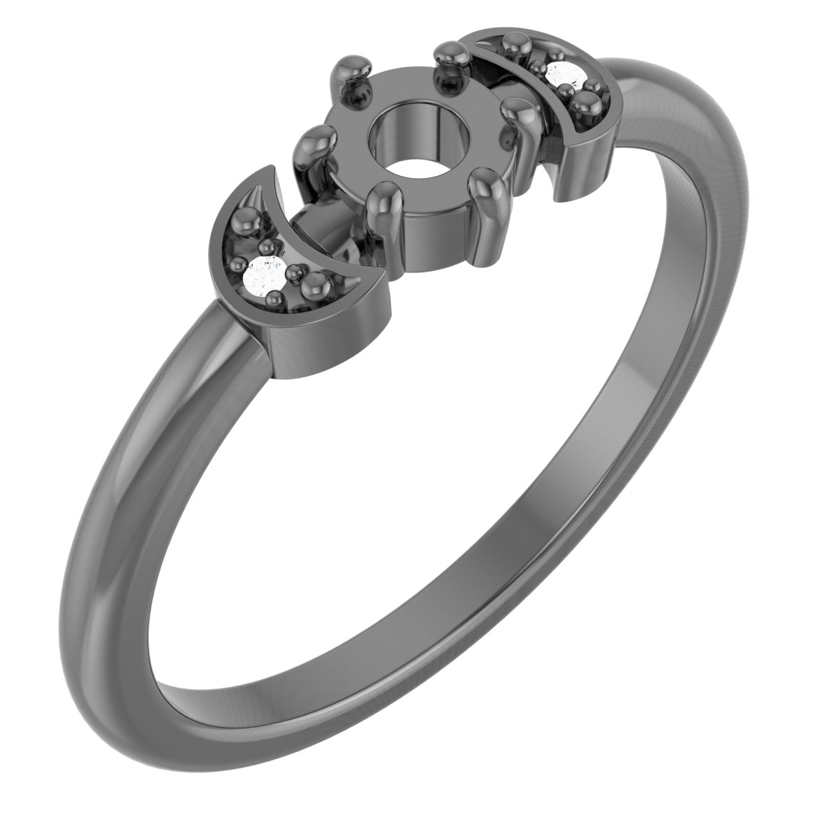 14K White 4 mm Round .01 CTW Natural Diamond Semi-Set Stackable Rose-Cut Ring