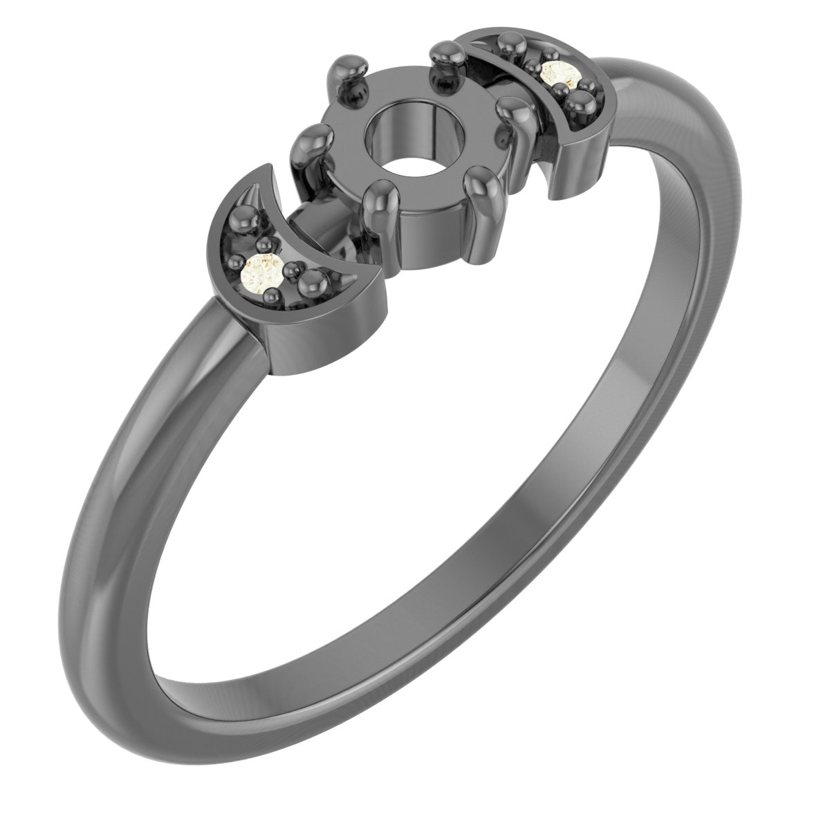 14K Yellow 4 mm Round .01 CTW Natural Diamond Semi-Set Stackable Rose-Cut Ring