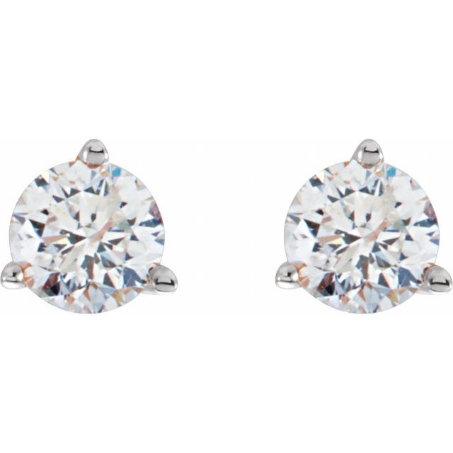 14K White 3/4 CTW Diamond Stud Earrings