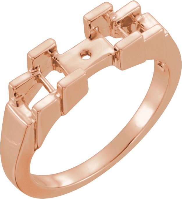 10K Rose Band - Straight Baguette stone