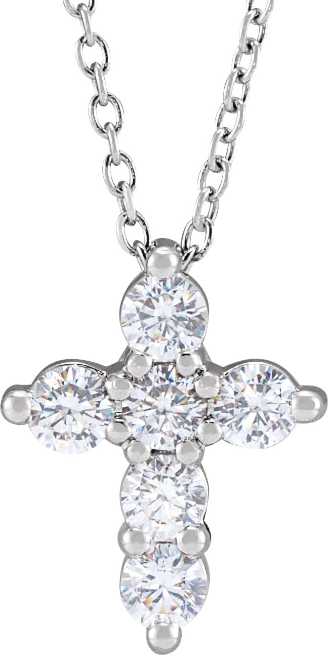 14K White 0.50 CTW Lab Grown Diamond Cross 18 inch Necklace Ref 18590799