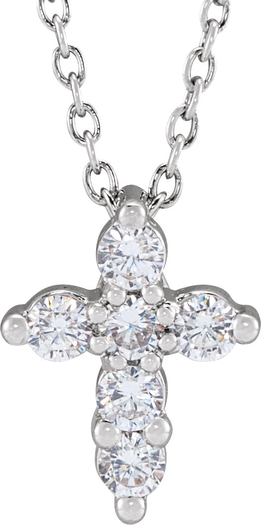 14K White 1/4 CTW Lab-Grown Diamond Cross 18" Necklace