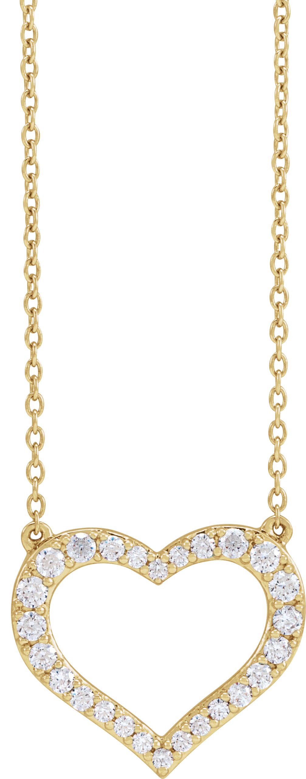 14K Yellow 3/8 CTW Lab-Grown Diamond Heart 16-18 Necklace