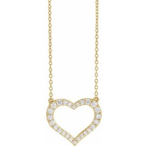 14K Yellow 3/8 CTW Lab-Grown Diamond Heart 16-18" Necklace