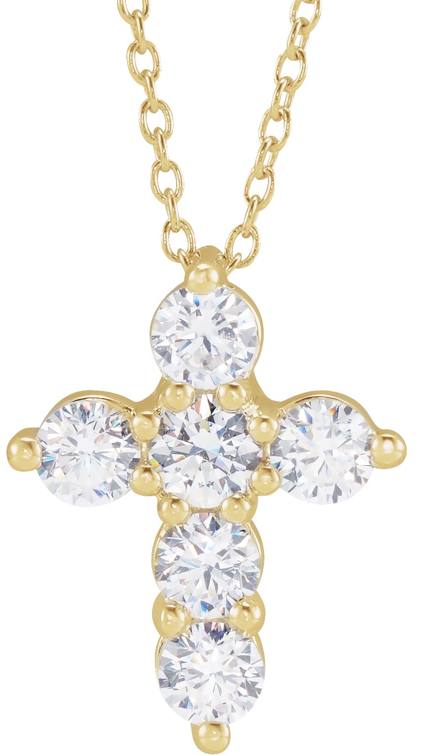 14K Yellow 1 CTW Lab Grown Diamond Cross 18 inch Necklace Ref 18590804