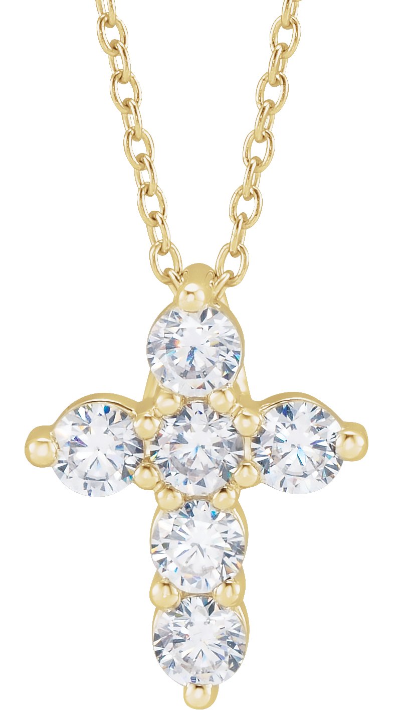 14K Yellow 0.75 CTW Lab Grown Diamond Cross 18 inch Necklace Ref 18590801