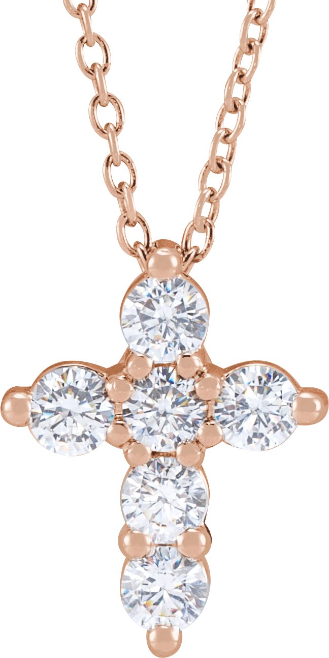 14K Rose 0.50 CTW Lab Grown Diamond Cross 18 inch Necklace Ref 18590800