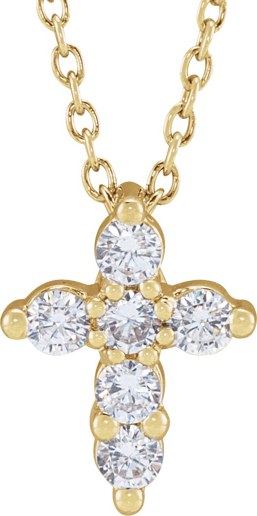 14K Yellow 1/4 CTW Lab-Grown Diamond Cross 18" Necklace
