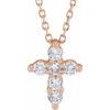 14K Rose 0.25 CTW Lab Grown Diamond Cross 18 inch Necklace Ref 18590797